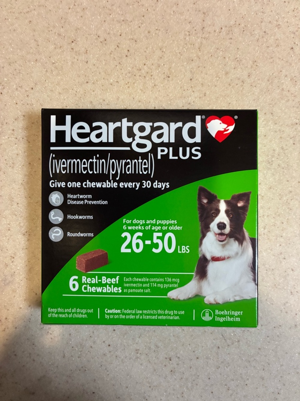 Heartgard Plus Chewables for Dogs 26-50 lbs -